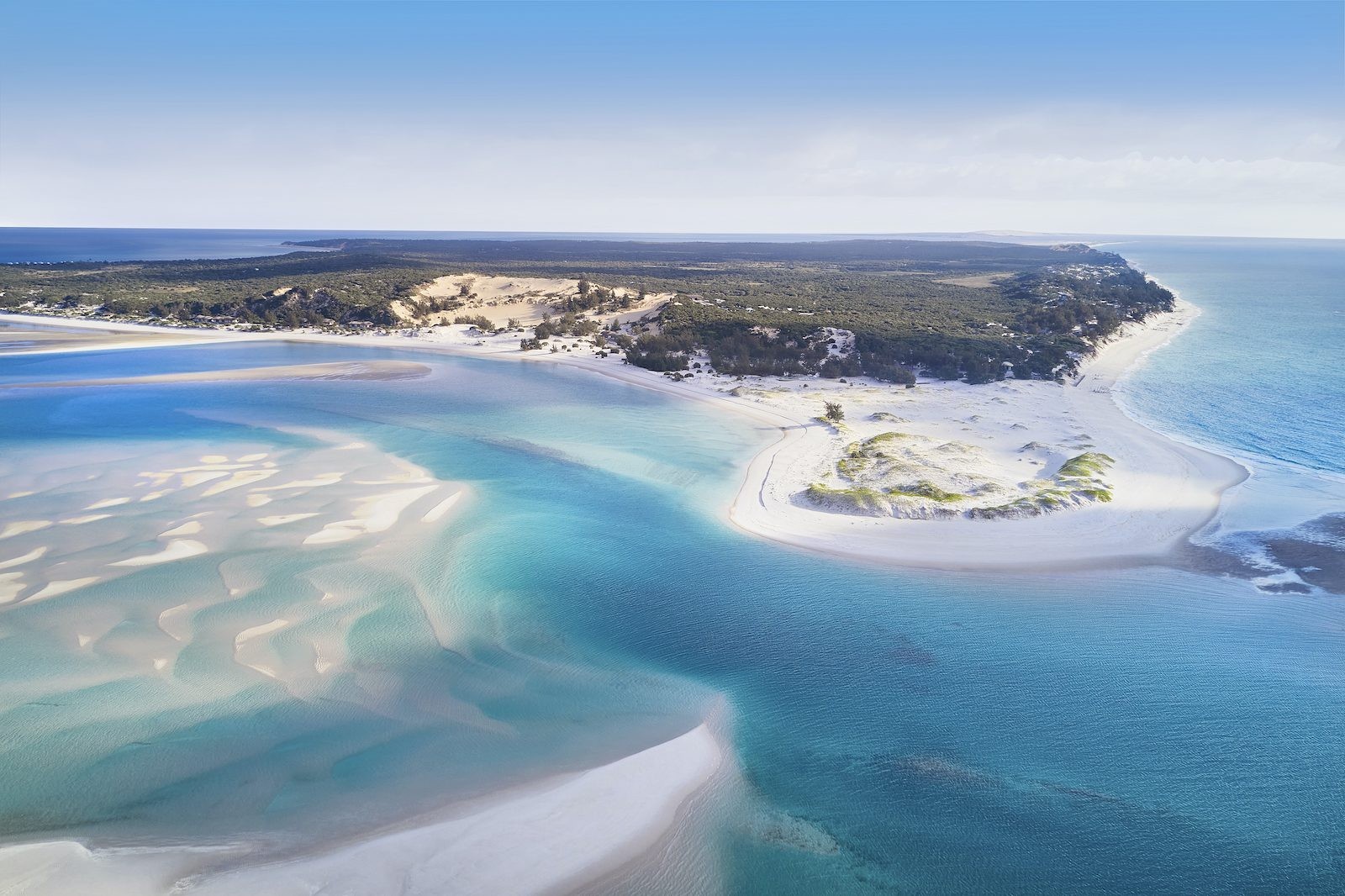 Aerial view of the Bazaruto Archipelago's waters during humpback whale migration season, Mozambique