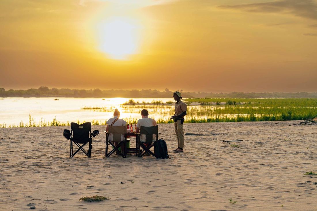 Private sunset dining on a Zambezi sandbank with a professional guide, Mana Pools